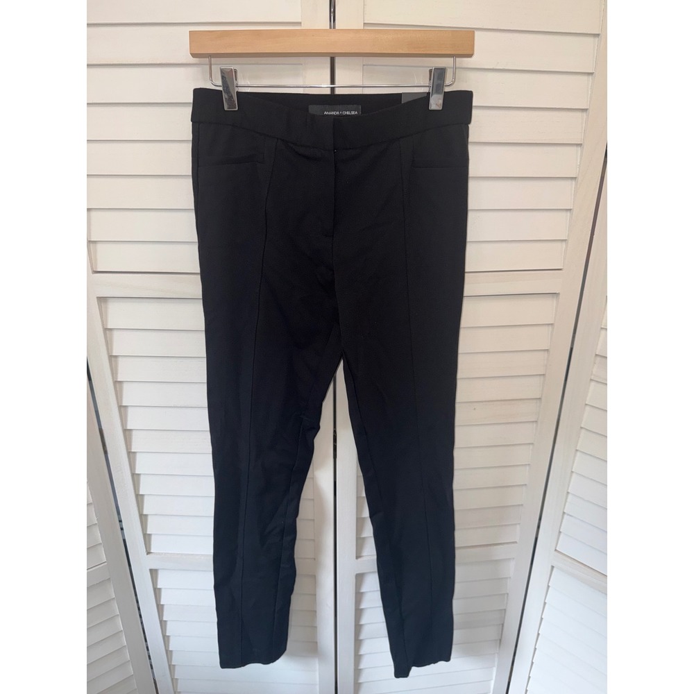 Amanda + Chelsea Slim Leg Pants Womens Black Washable Stretch Low Rise Size 4